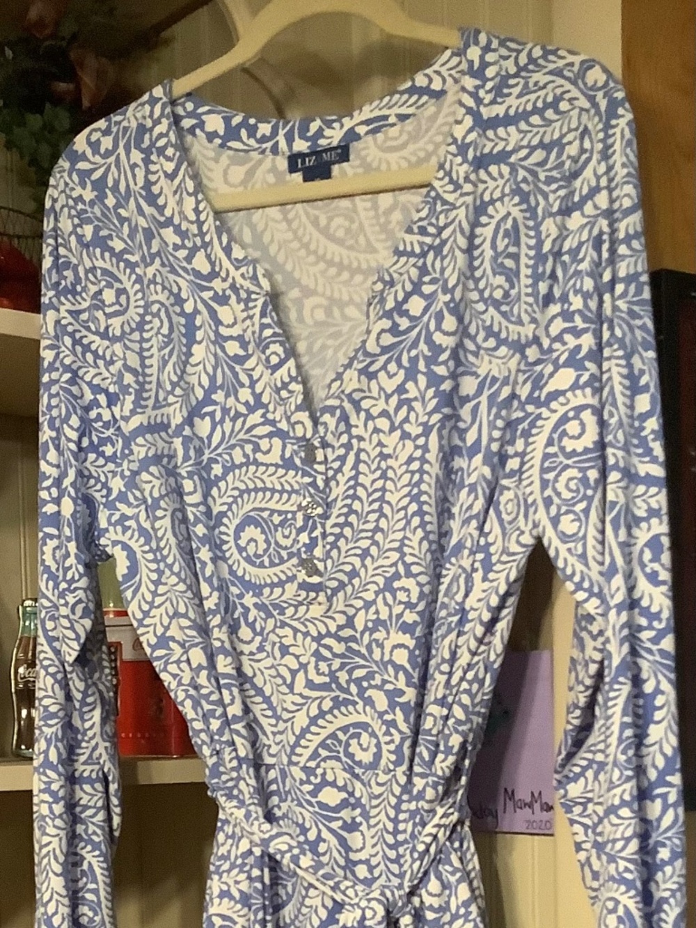 Blue and white dress